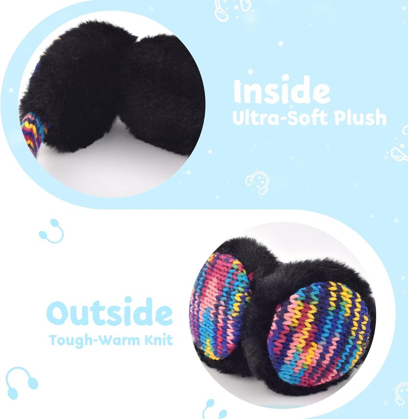 SEDUXI Kids Winter Ear Muffs with Gloves Set - Plush Knit Earmuffs & Mittens, Adjustable Soft Ear Warmers for Boys Girls 3-16 Years - Image 2
